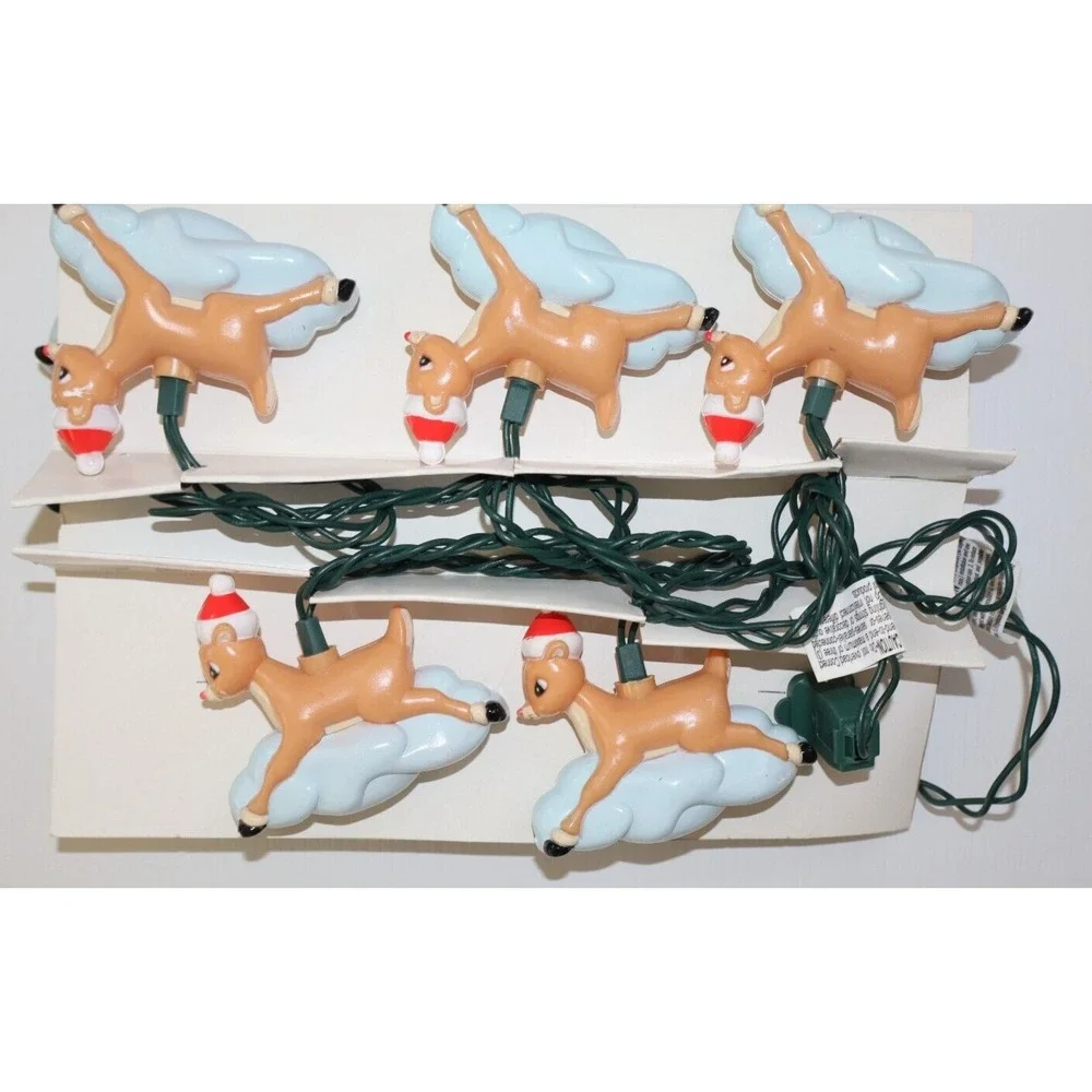 RUDOLPH REINDEER Shaped 10 Lights Holiday Christmas Novelty Set Box TESTED WORKS